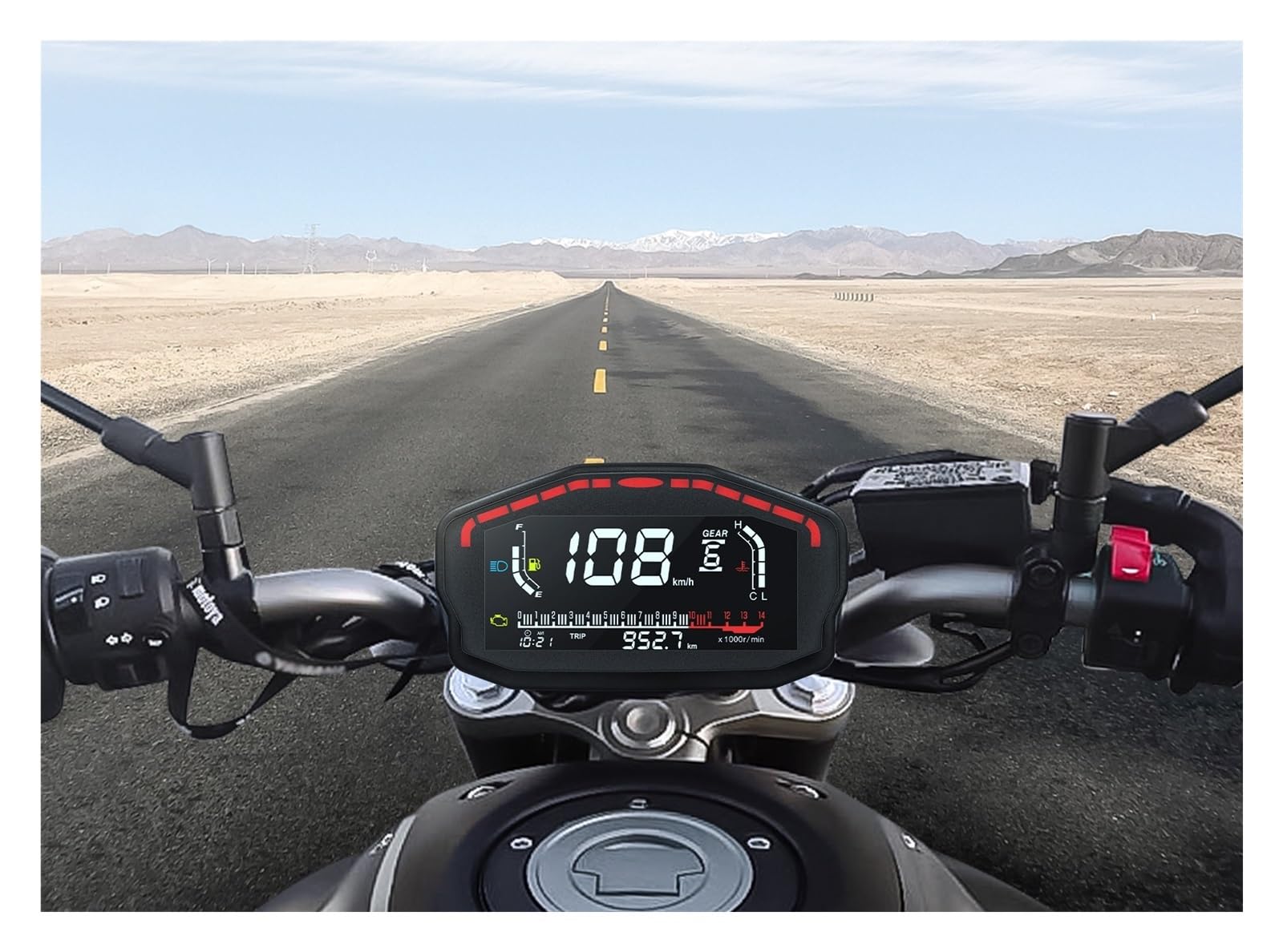 Velocímetro Digital para motocicleta, tacómetro digital de RPM | Medidor universal para motocicleta, tacómetro digital de RPM, medidor de temperatura del agua y combustible, alarma ABS para