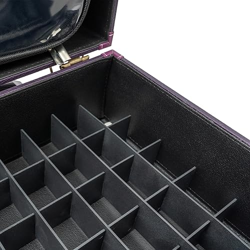 Miniatura 7 de MhdunueSK Estuche de maquillaje rodante, estuche de maquillaje de 3 capas sobre ruedas, estuche de viaje para artista de maquillaje con 4 ruedas