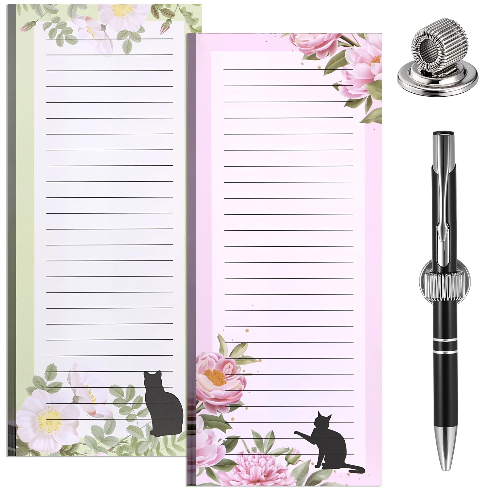 Zuimei 2 Pack Magnetic Shopping List Pad For Fridge & 1 Magnetic Pen Clip — image 1