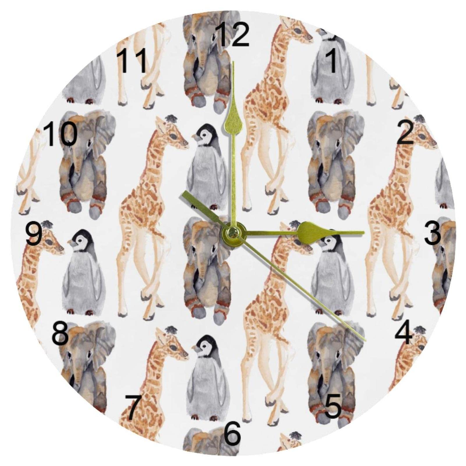Horloge murale animaux sans tic-tac pour chambre de bébé et cuisine 25cm