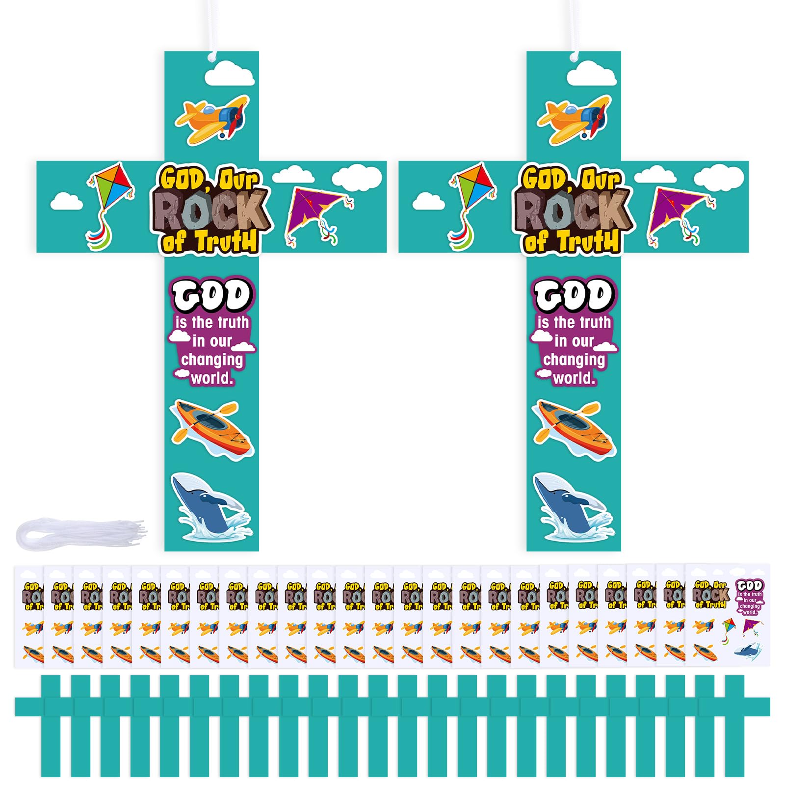 Fanfanwin 24 Sets Breaker Beach VBS Craft Religious Cross Crafts Christian Crafts VBS 2025 Decorations for Vacation Bible School 2025 Sunday School Church Activities