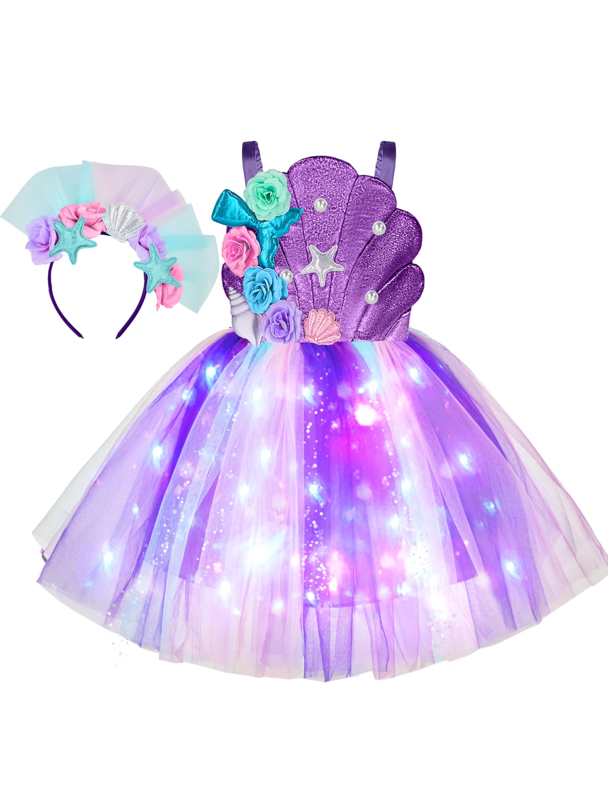 Spooktacular Costume Princesse Bleu Bébé – Robe Tulle + Bandeau – 100% Polyester – Tailles 12-18 Mois à 3T