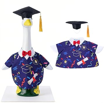 Porch Goose Outfits, Graduation Season | For 23" High Cement Porch Goose Yard Lawn Outdoor Garden Patio Statue Holiday Decor Costume