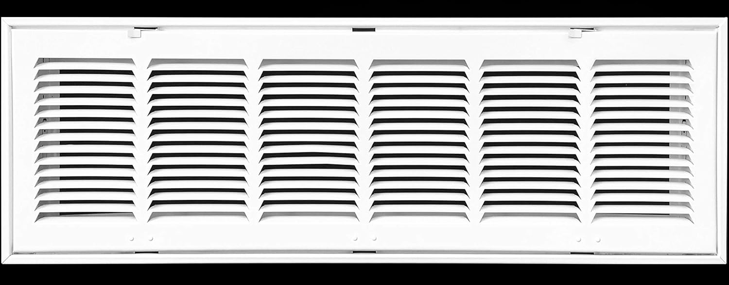 30" X 6 Steel Return Air Filter Grille for 1" Filter - Removable Face/Door - HVAC Duct Cover - Flat Stamped Face - White [Outer Dimensions: 32.5 X 7.75]