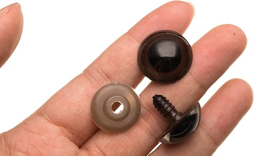 Ojos de animales de espalda de vástago marrón para muñecas y osos de peluche 0.866x0.827 in