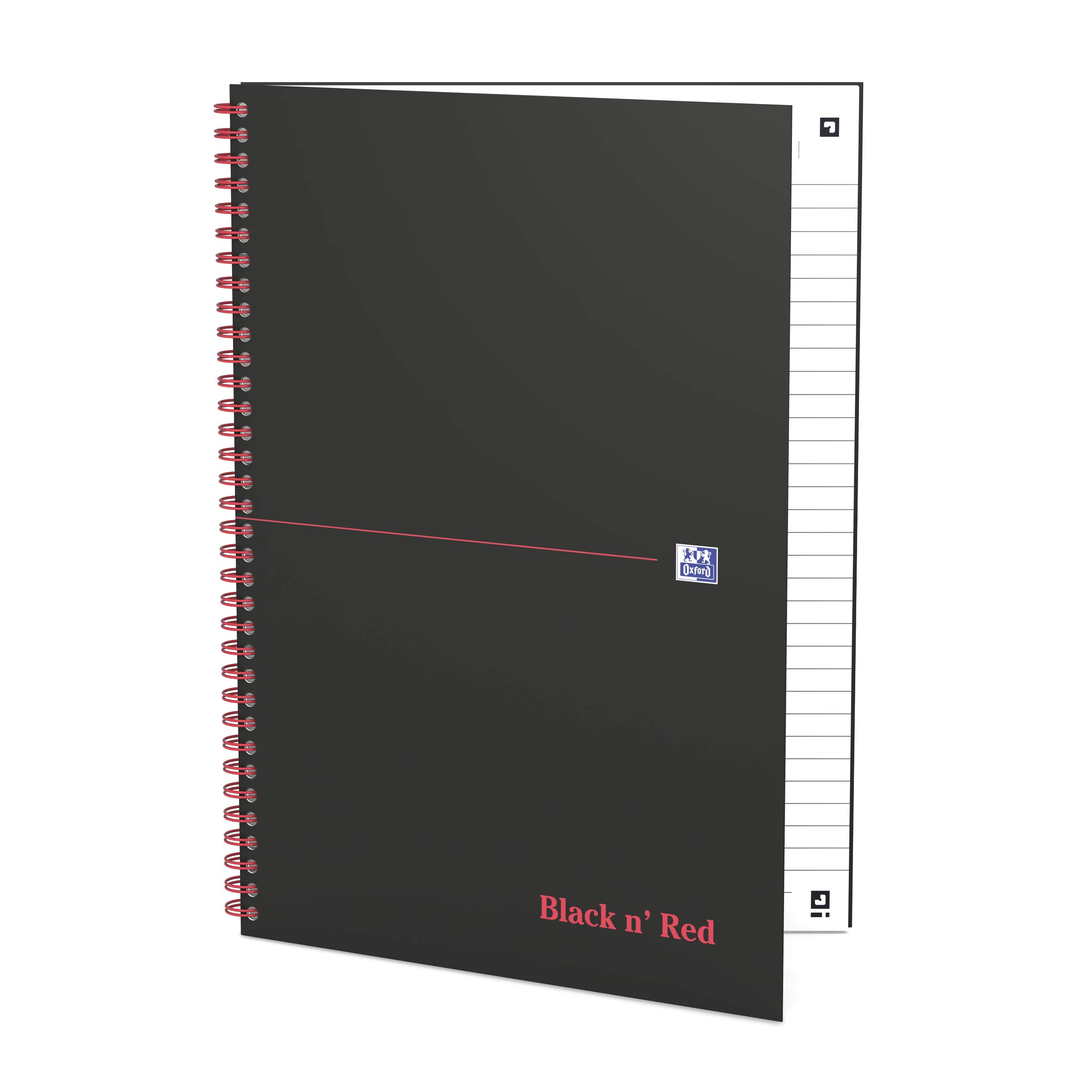 Oxford 400047608 Spiralbuch Black n Red DIN A4 liniert mattes Hardcover 70 Blatt schwarz rot