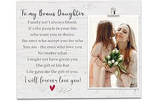 FDFHOME To my Bonus Daughter Picture Frame from Mother - Gift for Bonus Daughter