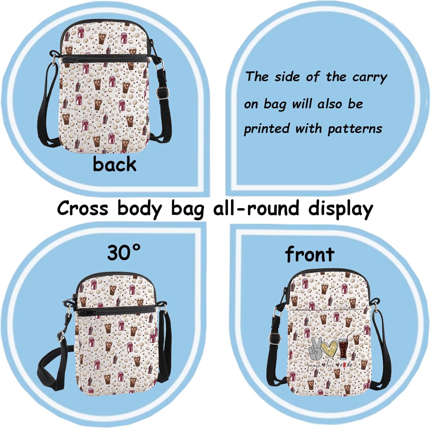TSOTMO Drinks Merch Drinkings Soda Gift Addict Crossbody Bag for Drinks Lovers Soda Lovers (Peace CO cross) - Image 5