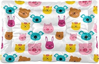 Colorful Animal Heads Dog Bed for Small Dogs, Comfy Thick Padding Non-Slip Dog Mat Machine Washable Pet Bed, 18"x24"