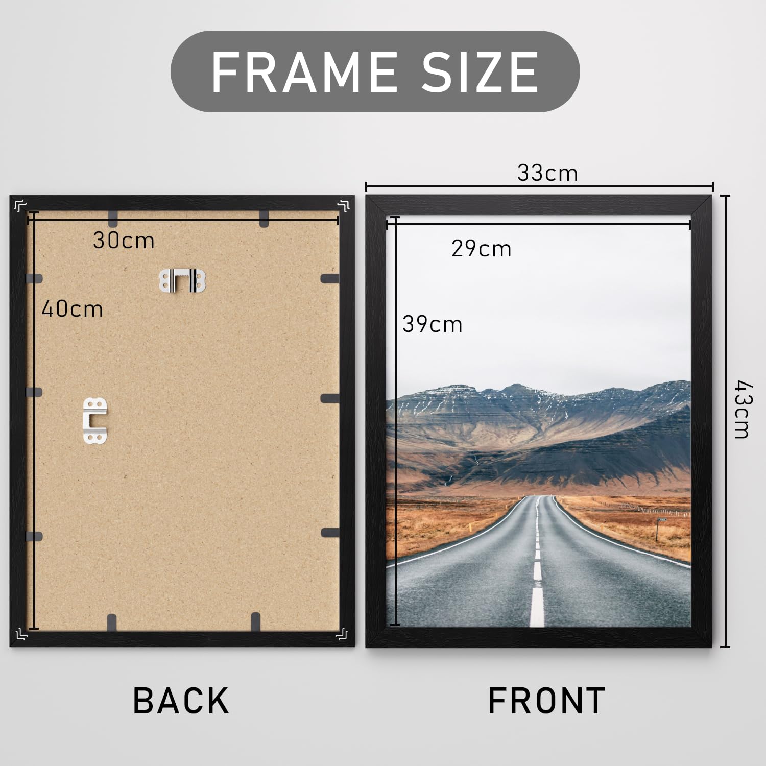30x40cm Picture Frame with A4 Mount, Black 16x12 Photo Frames, 40x30cm Poster Frame with Safe Perspex Front, Wall Mounting - Image 3