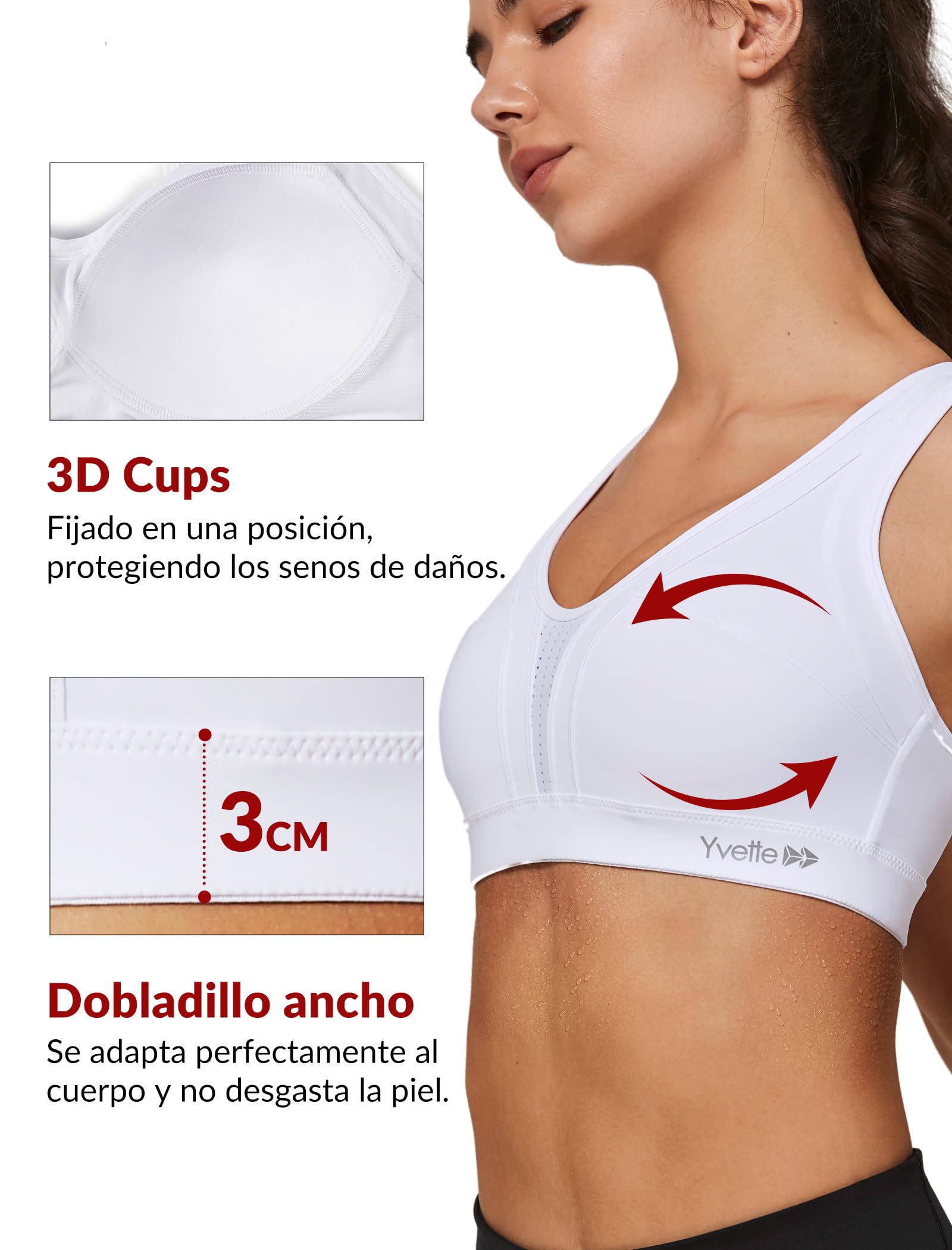 Yvette Sujetador Deportivo Soporte Fuerte Acolchado Espalda Cruzada Pechos Grandes Correr Fitness Yoga Sujetador