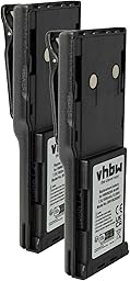 vhbw 2x Battery compatible with Motorola CP450, GP300, GP308, CP450LS, CP250 Radio, Walkie-Talkie (1800 mAh, 7.5 V, NiMH) + Belt Clip