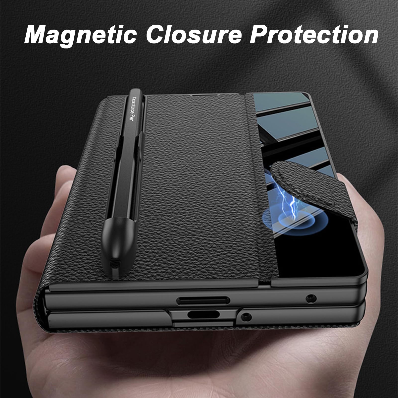Ribaltabile Cover per Samsung Galaxy Z Fold 8, Leggero Lusso Pelle Affari