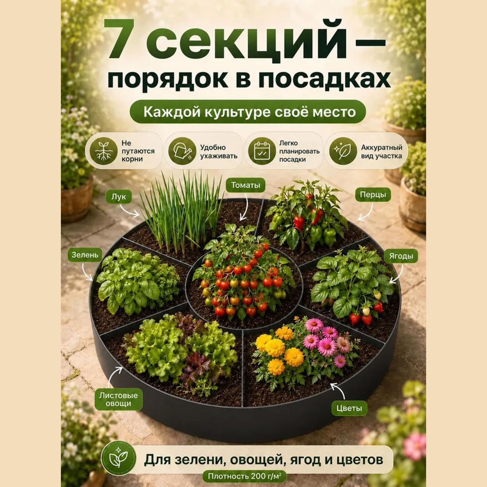 7 bolsillos redondos de tela gruesa para jardín, bolsas de tela para plantas, patatas, cebollas, tomates, flores, interiores, exteriores, balcony