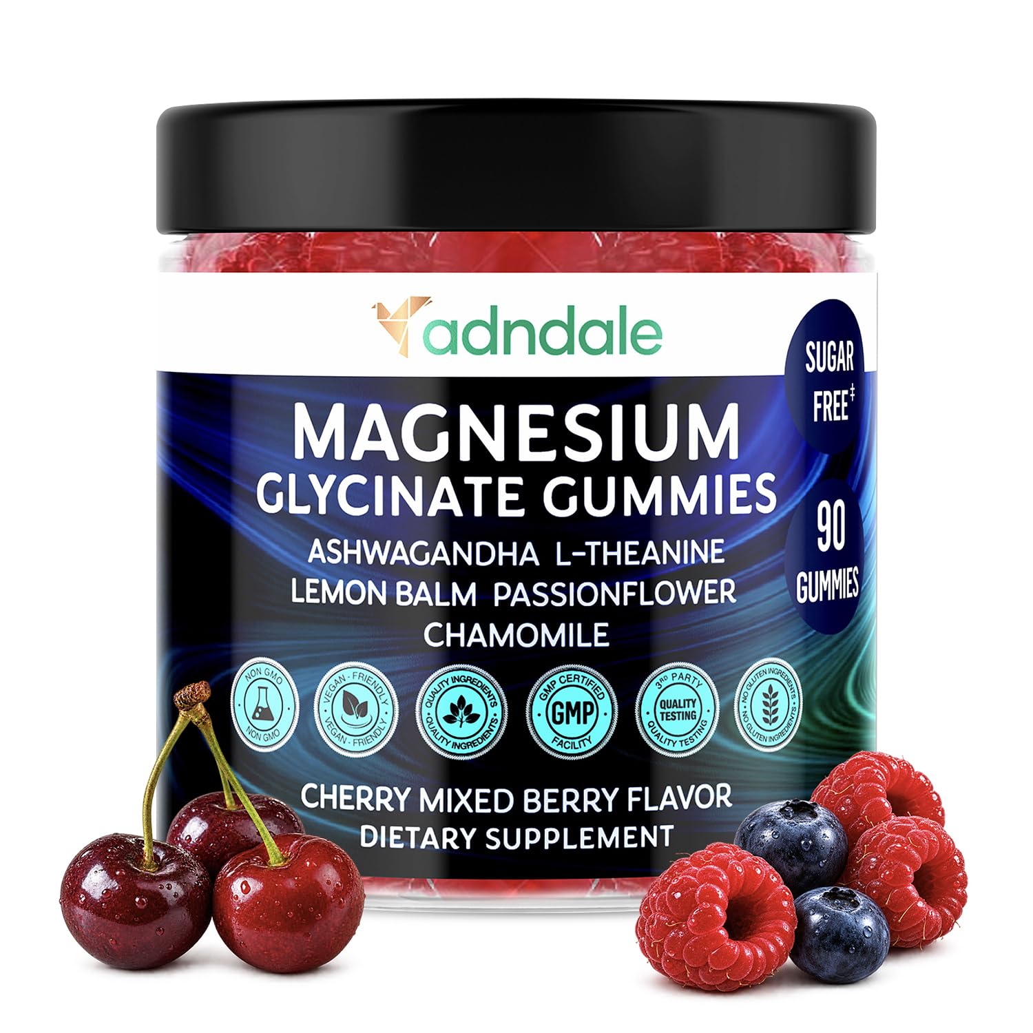 Adndale Magnesium Glycinate 400 mg Gummies with Ashwagandha, Magnesium Malate & Taurate, Tart Cherry, Magnolia Bark, Lemon Balm, Passionflower, Chamomile, L-Theanine, Zinc, Vitamin K2 & D3. 90CT — Amazon image 13