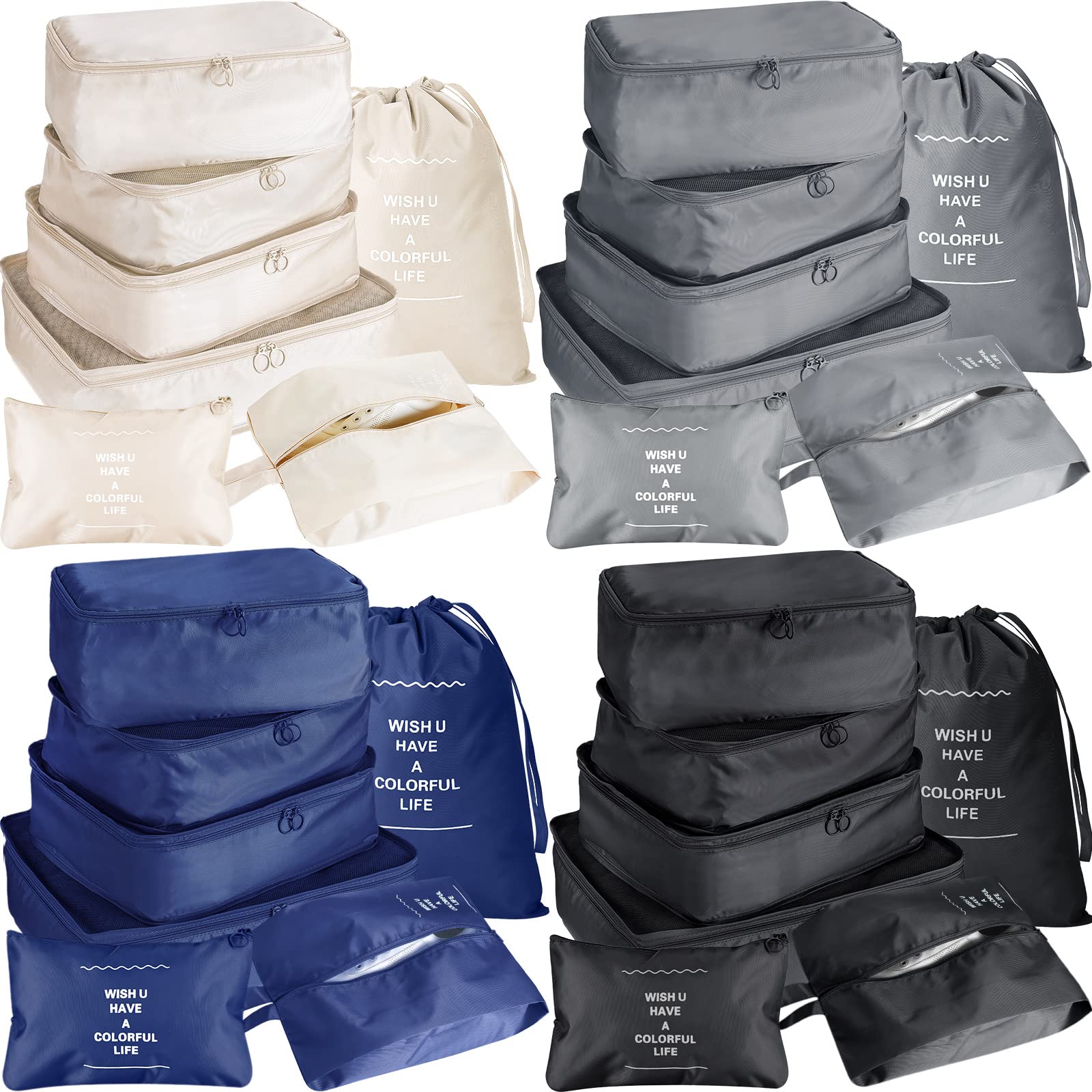 28 cubos de embalaje, organizadores de equipaje, bolsas plegables para equipaje de viaje, bolsas organizadoras de maletas (color oscuro)