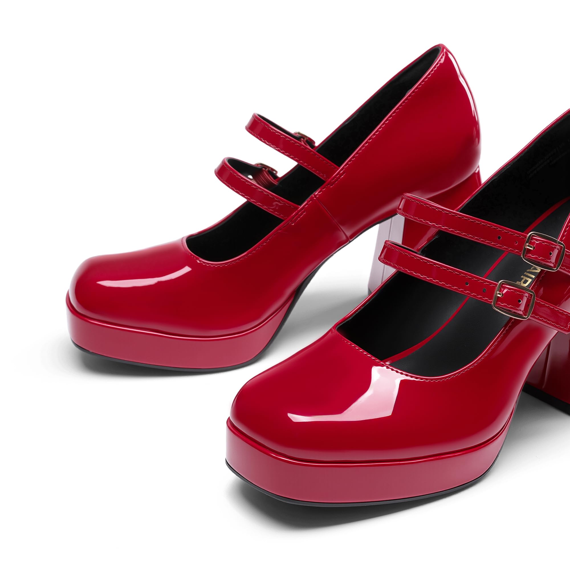 DREAM PAIRS Scarpe con Tacco Alto Mary Jane a Piattaforma per Donna, Tacco Chunky Chiuso, Décolleté con Doppio Cinturino in Stile Y2K