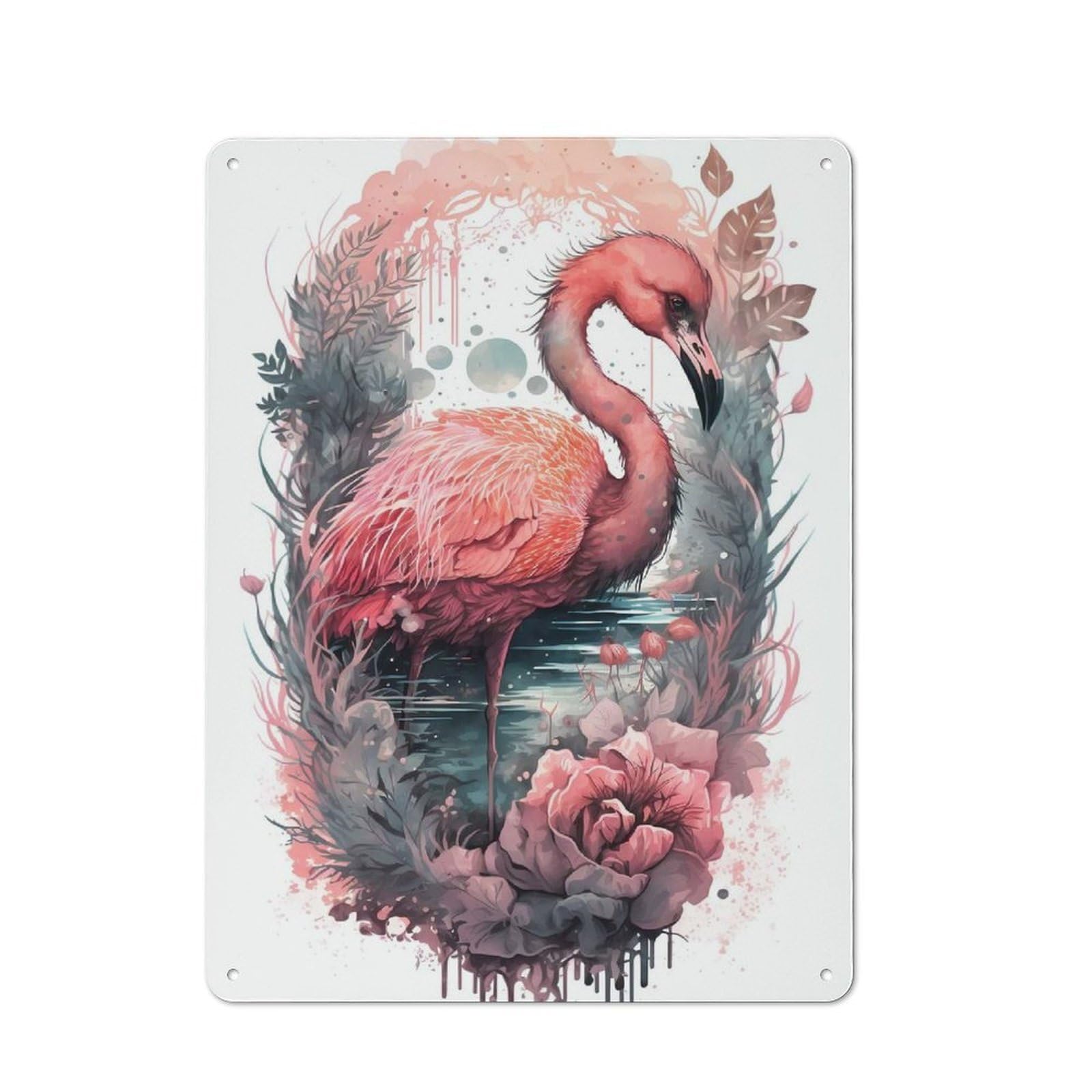 Junmoney Flamingo Sorcery Vintage Metal Plaque 40X30cm For Kitchen Or Home Bar, For Vintage Wall Decor Fans, For Garage And Workshop Walls