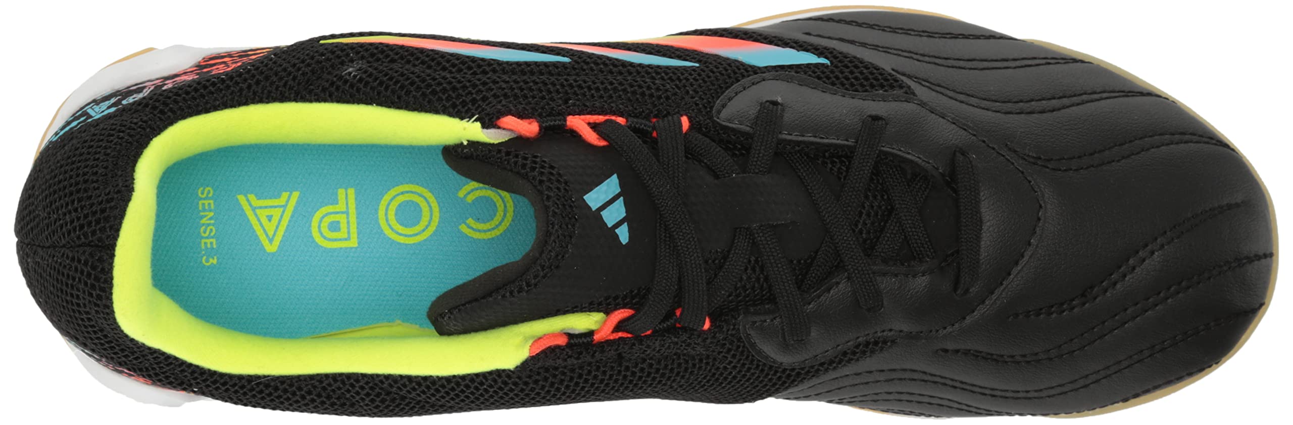 adidas Unisex Copa Sense.3 Indoor Sala buty piłkarskie, czarny/jasny cyjan/drużyna słoneczny żółty, 45 EU, Czarny jasny cyjan zespół słoneczny żółty, 46 EU