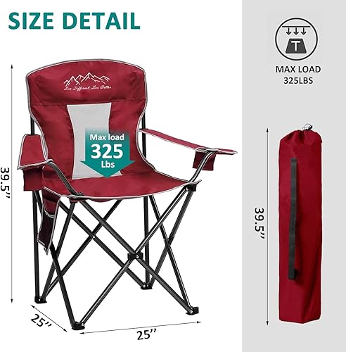 Miniatura 3 de Sillas plegables plegables para camping, silla plegable de césped resistente con bolsa refrigeradora, bolsillo de almacenamiento, bolsa impermeable,