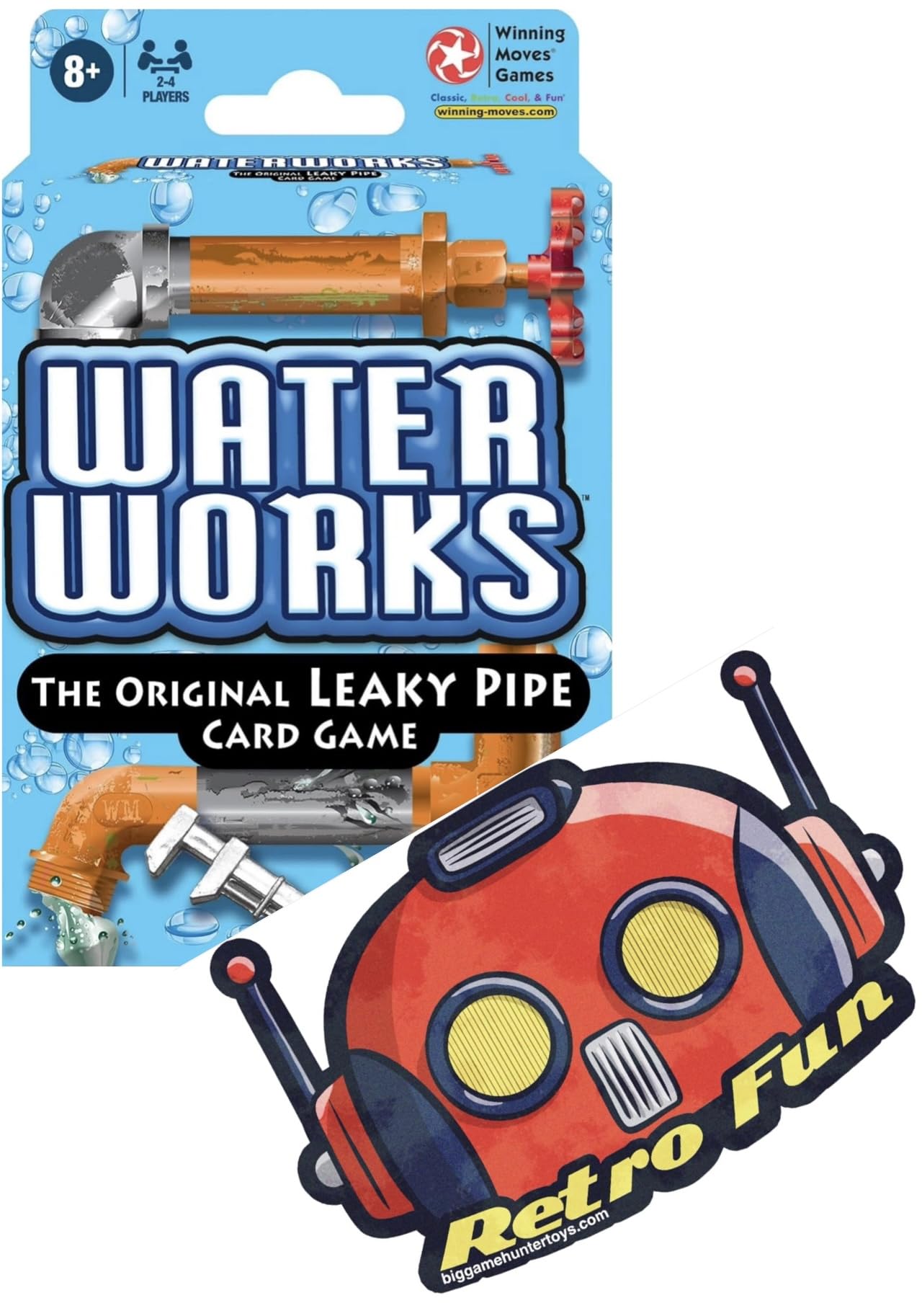 Big Game Toys~Water Works Card Game with Free BGT Sticker Leaky Pipe Toy Plumber Wrenches Classic 1970s