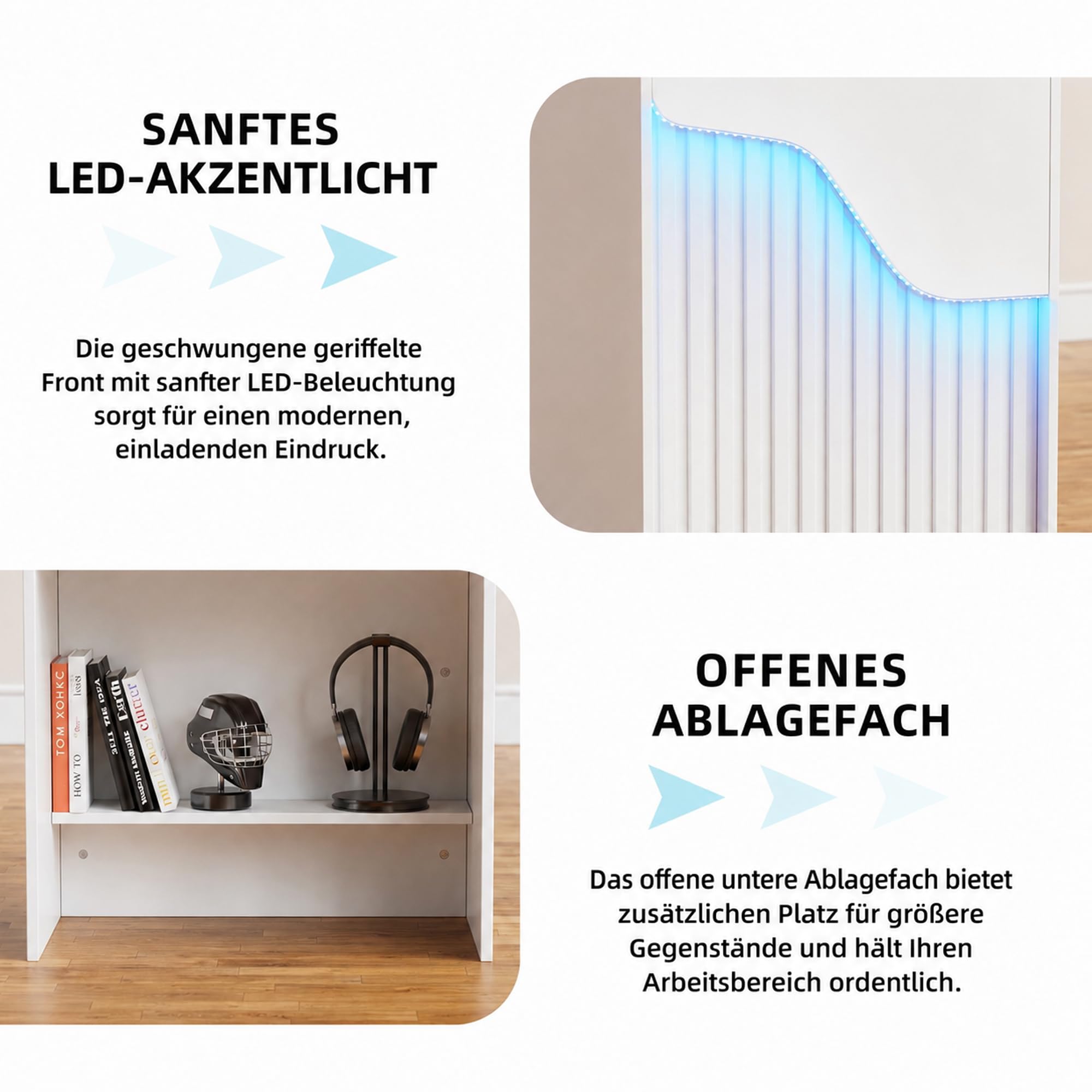 MSFE Empfangstheke mit LED-Lichtleiste Rezeptionstheke Klein Empfangstresen mit Abschließbarer Schublade Modern Empfangsmöbel Rezeption Tisch Kompakt Fronttresen für Salon Geschäft Hotel Büro