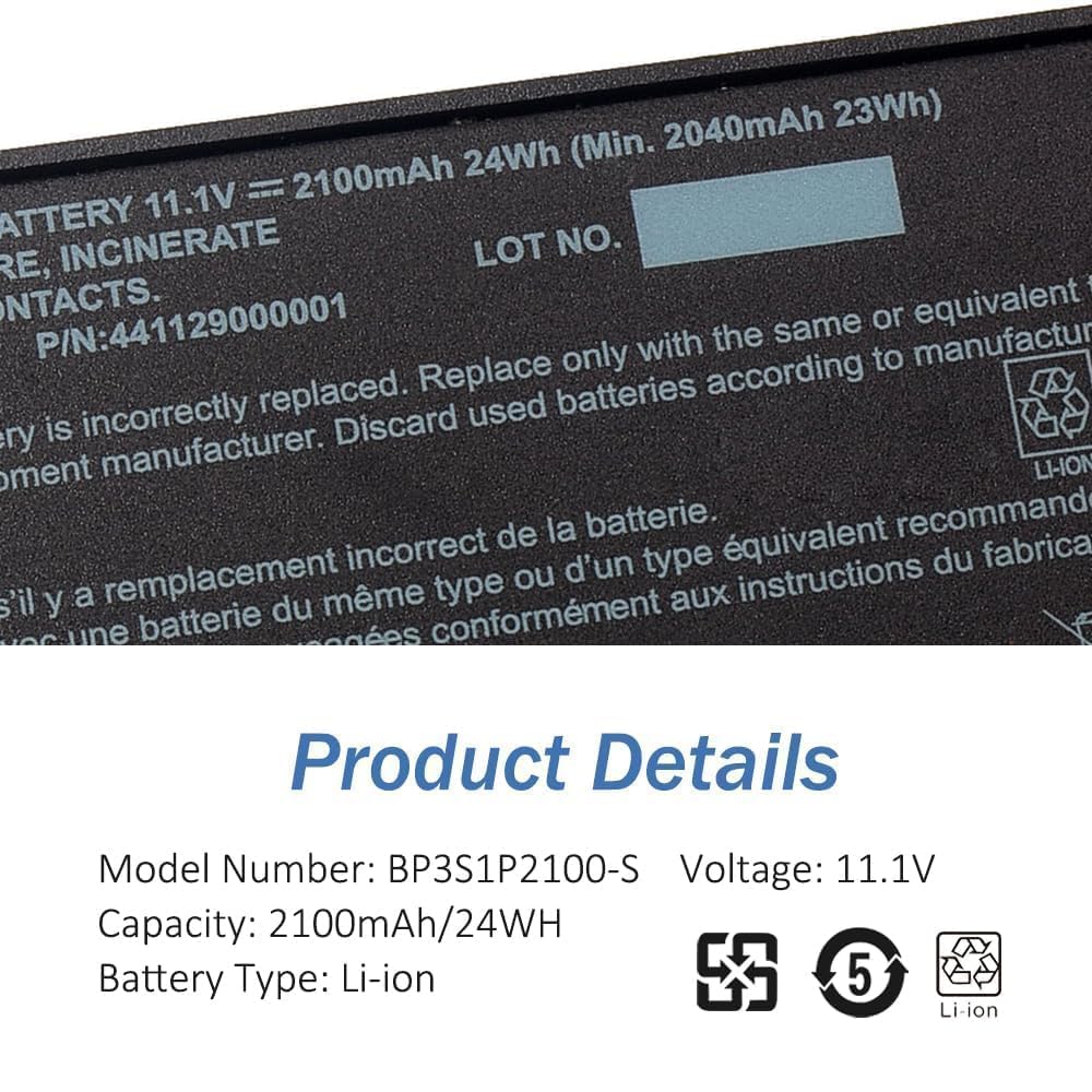 BP3S1P2100-S Batteria di ricambio per laptop per Getac V110 tablet BP3S1P2100 441129000001 3ICP6/51/61 (11,1V 2100mAh 24Wh)