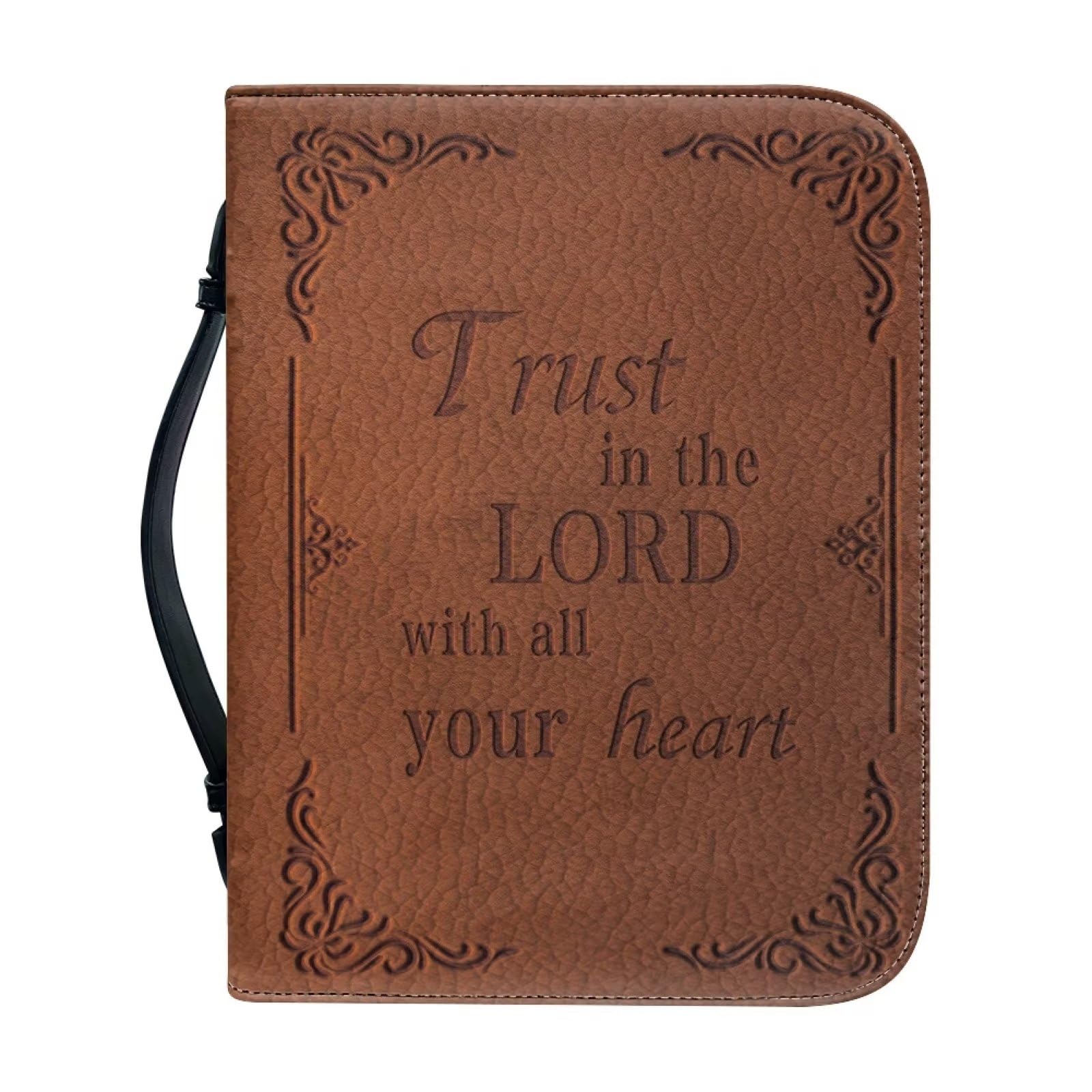 Funda para la Biblia con estampado de girasol marrón, funda de transporte para la iglesia, bolsa protectora de la Biblia con asa, perfecta para hombres y mujeres, bolsa de iglesia protectora
