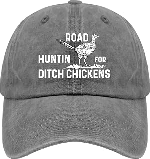 Road Hunting for Ditch Chickens Hat Mens Cap Pigment Black Dad Hat Gifts for Women Running Caps