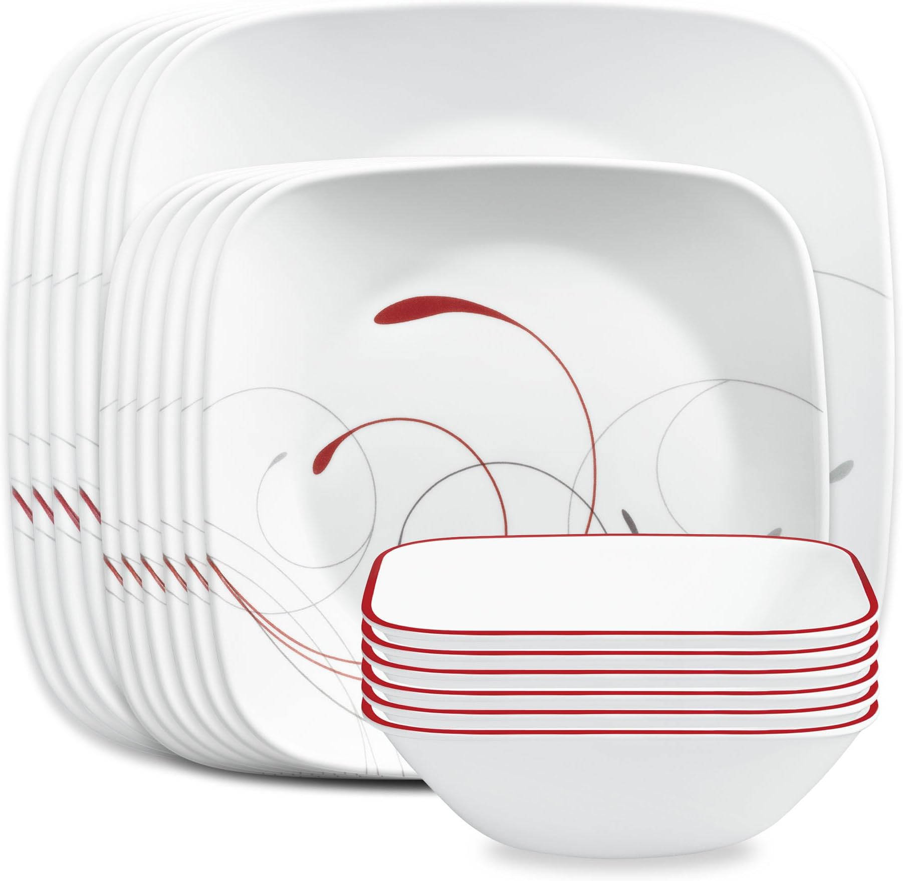 vitrelle splendor dinnerware set 18 pcs white red