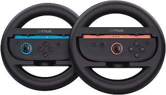 GXTrust Joy-Con Steering Wheels for Nintendo Switch 2, Set of 2, Black | Gaming, Racing, Controller Grip Handle, for Mario Kart