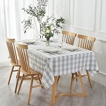maxmill Rectangle Checkered Tablecloth Waterproof Spillproof Wrinkle Resistant Buffalo Plaid Heavy Weight Table Cloth Gingham Table Cover for Outdoor and Indoor Use, 52 x 70 Inch Grey and White