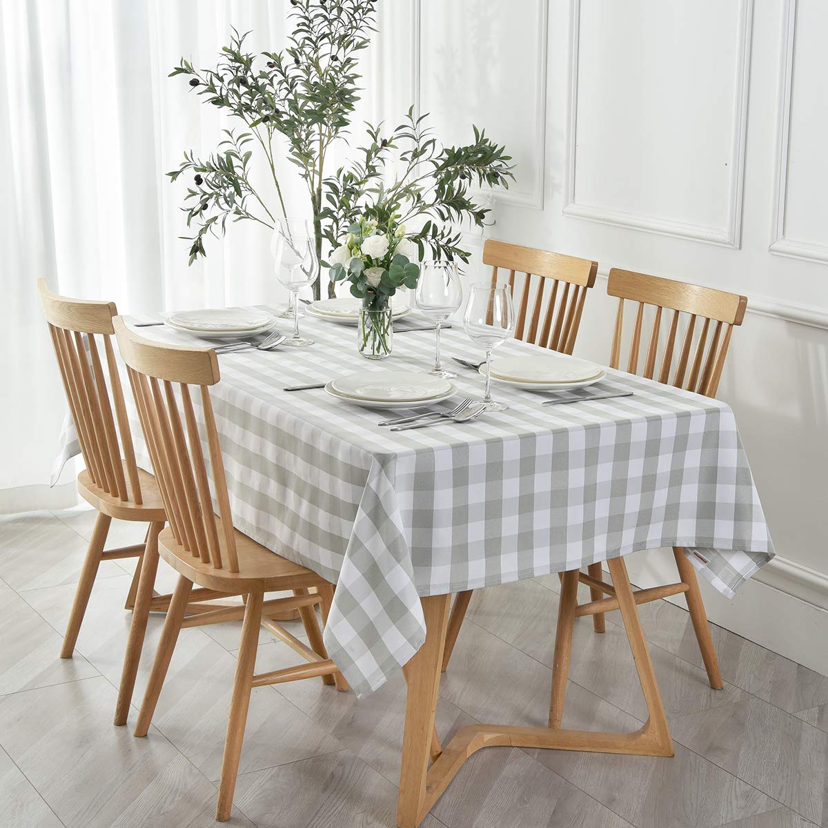 maxmill Rectangle Checkered Tablecloth Waterproof Spillproof Wrinkle Resistant Buffalo Plaid Heavy Weight Table Cloth Gingham Table Cover for Outdoor