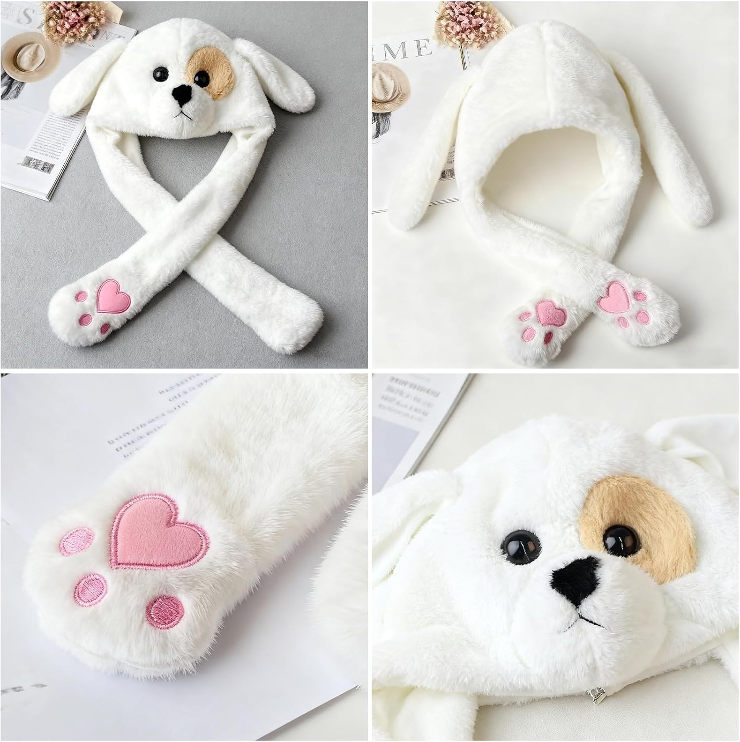 Plush Ear Moving Jumping Hat,Cute Fluffy Cap, Soft Warm HeadWear - Image 3