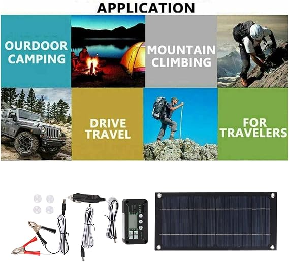 Solar Panel Kit, 600w Solar Panel Charger, Monocrystalline Silicon 100a Charge Controller Solar Panel Kit, with Extension Cable Battery Clip for Rv Outdoor Camping