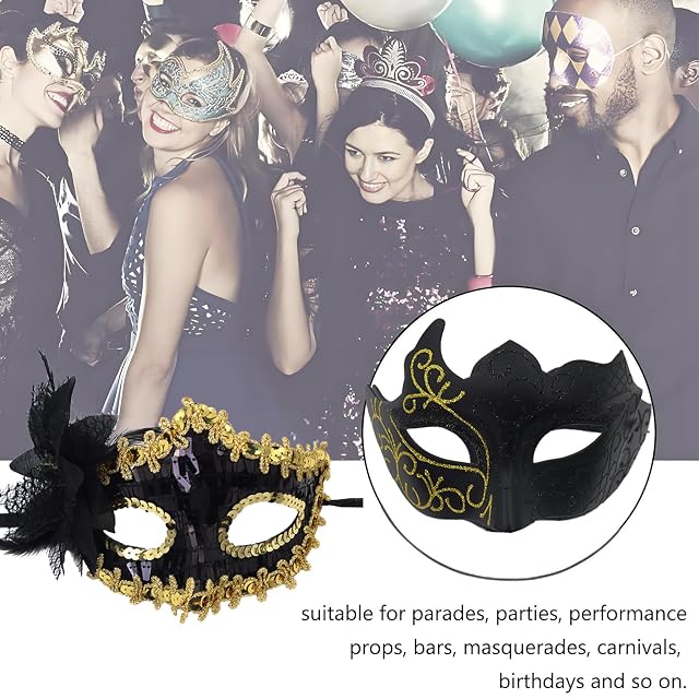 Foto 8 de 8 de YUEcthynous Juego de máscara veneciana, máscara veneciana para hombre/mujer, misteriosa, baile de máscaras