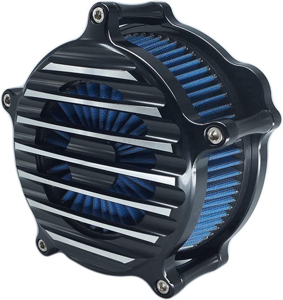 VIKOMN Air Filter Nostalgia Venturi Intake Cleaner Kit Cnc Edge Cut Aluminum Chrome Fit For Harley Dyna Softail Touring FitmentB Air Filters (Color : Blue)