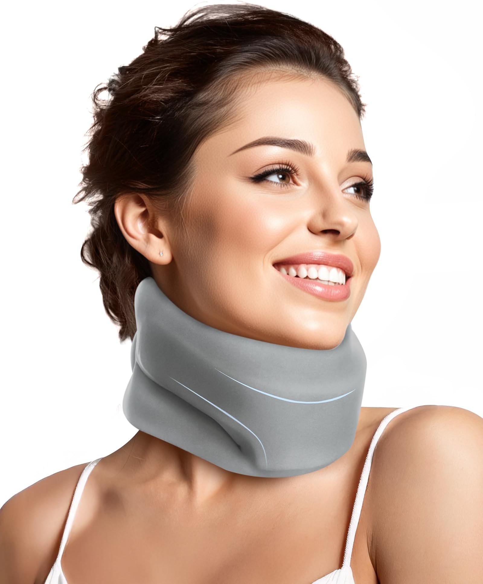 Neck Brace Cervical Collar - Neck Support Brace for Sleeping Medium Grey Fit Neck Circumference 12.6-15.8 Inch, Neck Height: 3.0-3.3 Inch