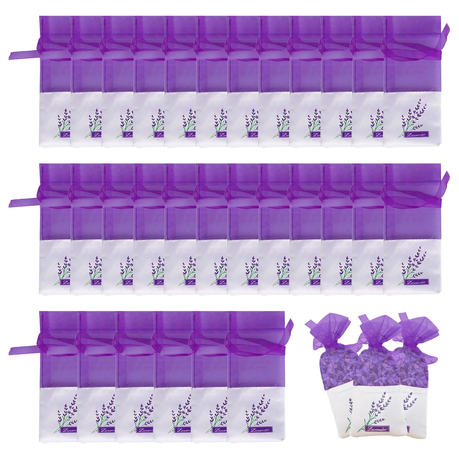 30 Pcs Lavender Bags Empty for Wardrobes Muslin Empty Sachets Bag for Potpourri Natural Fragrance Fresheners for Closet Drawers Storage Repellent Scented Pouches for Aromatic for Car Cupboard Shoes