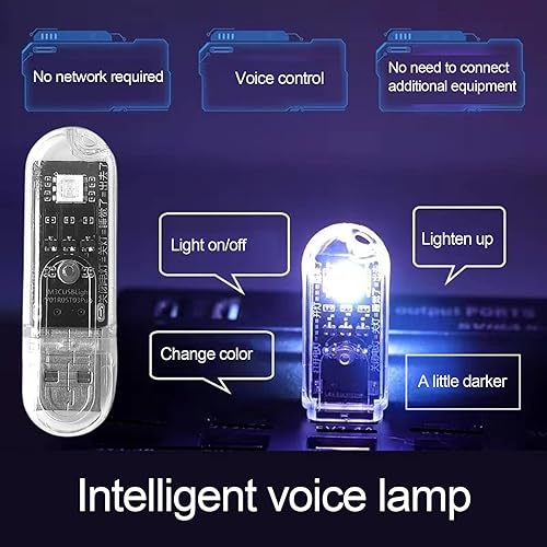 Miniatura 4 de Mini luz nocturna LED, lámpara de noche LED ultra brillante, control de voz regulable sin parpadeo, iluminación transparente USB necesaria para