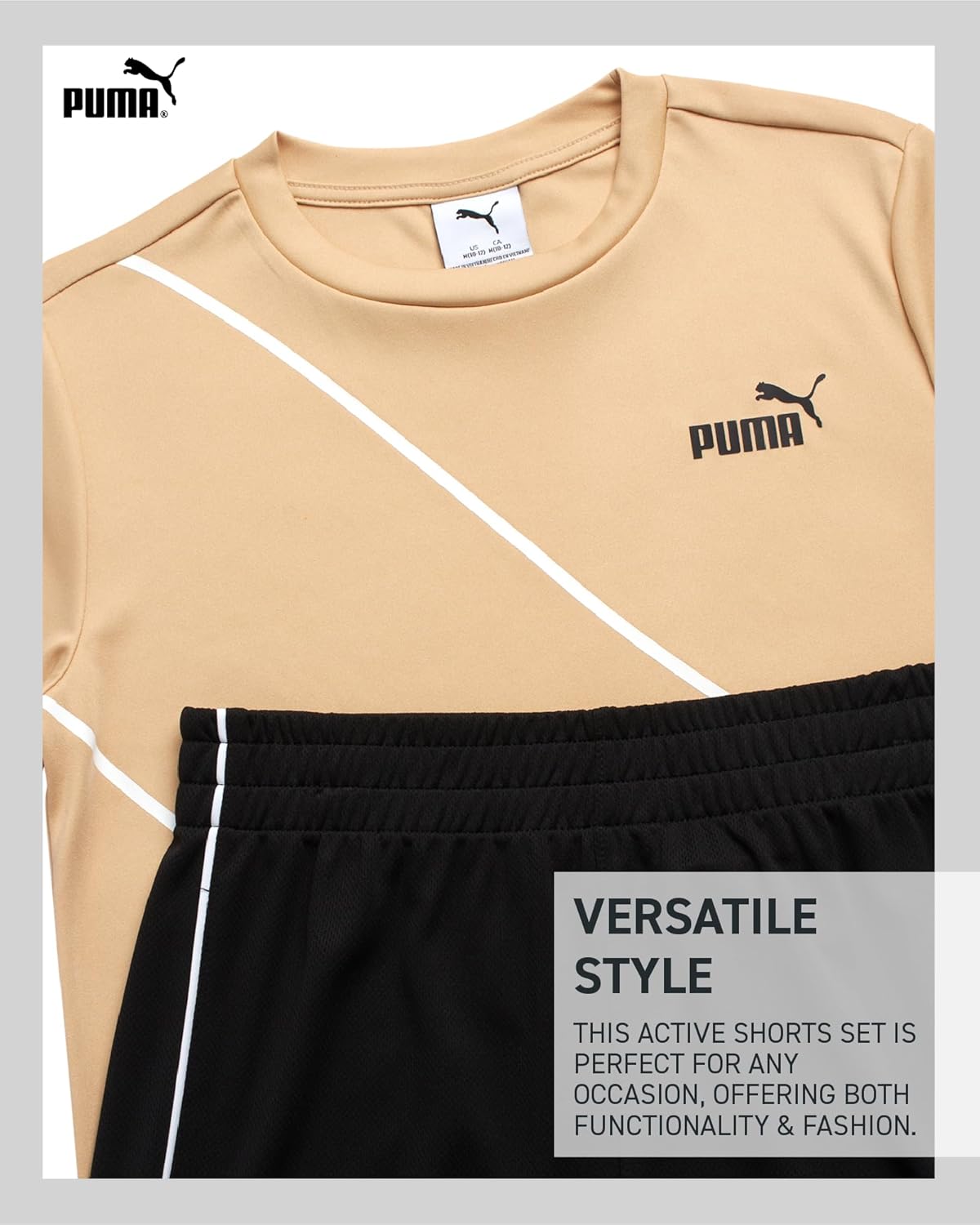 PUMA Boys Active Shorts Set - 2 Piece Dry Fit T-Shirt and Performance Gym Shorts - Activewear Clothing Set for Boys (4-16) - Image 3