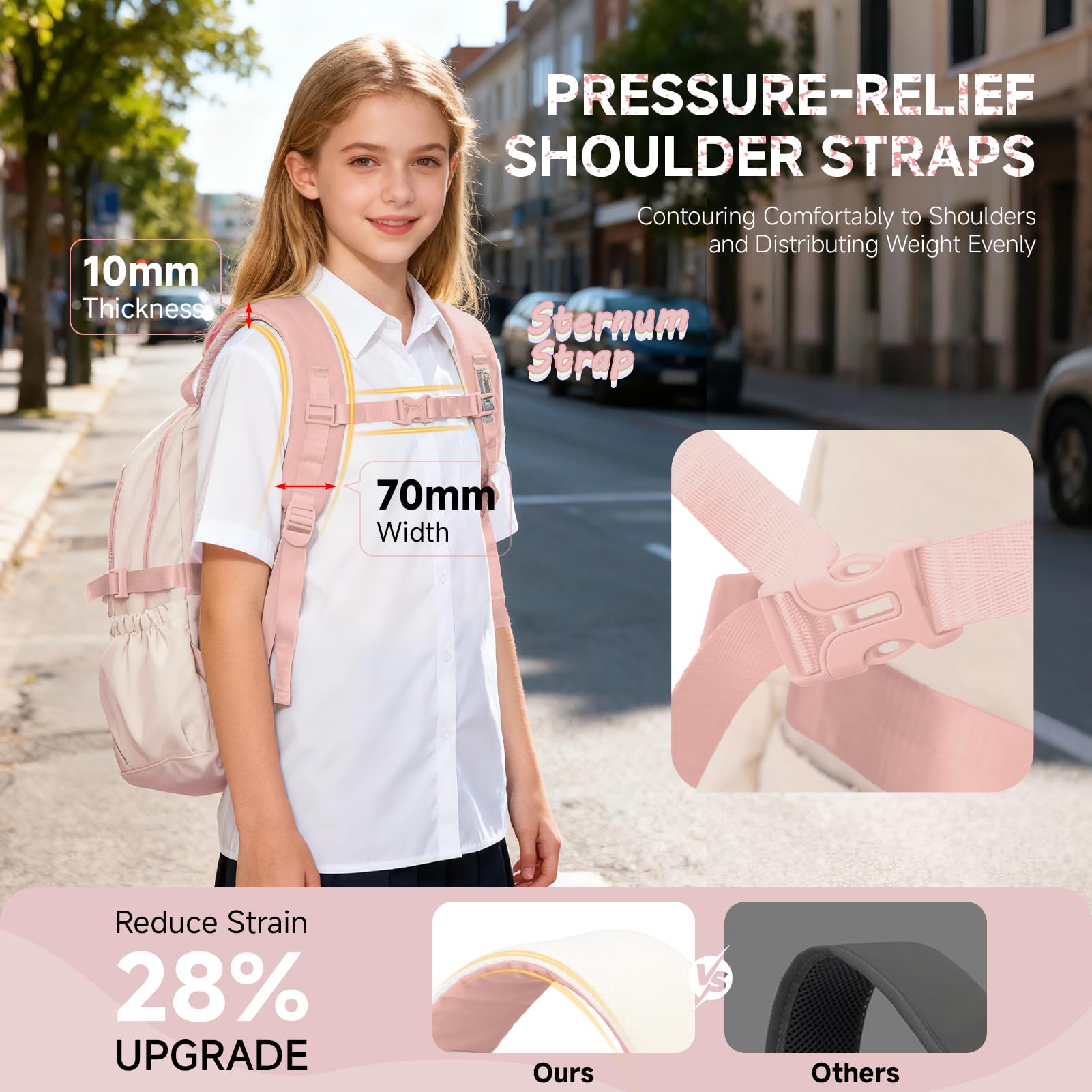 Tanou Mochila Escolar para Niñas, Mochilas Adolescentes Chica de Gran Capacidad en Poliéster, Bolsa Casual Moderna para Colegio y Instituto Niña con Colgante Estrella