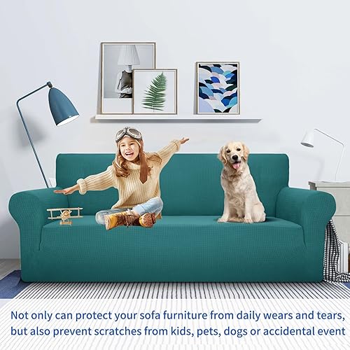 Miniatura 108 de MAXIJIN Funda súper elástica para sofá de 3 cojines, funda universal de 1 pieza para sofá de sala de estar, protector de muebles de elastano, apto