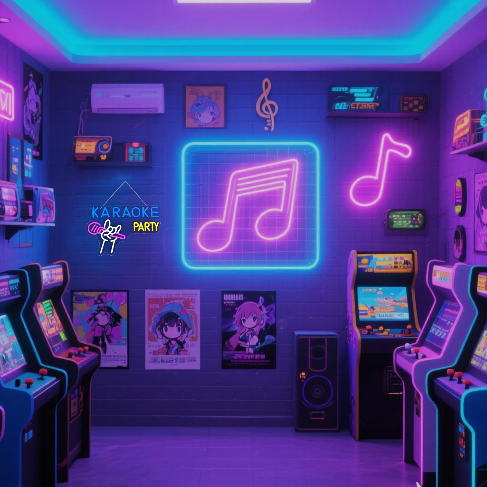 Ineonlife Karaoke Party Neon LED, Microphone de Karaoké Lettre Lumineuse Dimmable pour la Décoration Murale, Led Neon Signe pour Fête, Fête D’anniversaire, Bar de Caverne D’homme, Studio de Musique