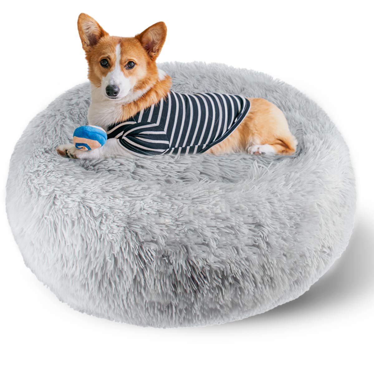 ETACCU Cama Redonda de Felpa para Gatos, casa para Perros, Cama para Mascotas, Cama para Mascotas pequeña con Forma de rosquilla Suave y cómoda 60CM