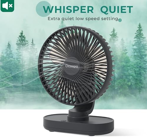 OCOOPA Ventilateur de table, ventilateur USB silencieux de voiture oscillant de 16 cm, 4 vitesses, système de refroidissement de table, batterie rechargeable par USB de 4000 mAh, pour maison, bureau - 2