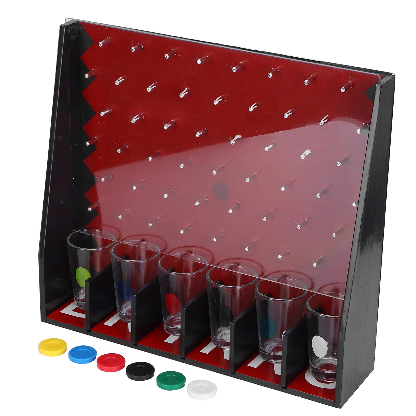 Drinking Board Game, Family Party Entertainment Interactive Drinking Game with 6 Shot Glasses, for Bachelor Parties and Cocktail Parties, Wood Material