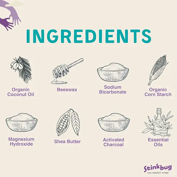Stinkbug Naturals Organic Aluminum Free Deodorant Stick with Amber Sage, Coconut Oil and Activated Charcoal, Paraben Free, Sensitive Skin Deodorant, 2.1 Ounces Pack of 3 3