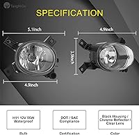 Vista 3 de TangMiGe Faros antiniebla compatibles con Audi A4 / S4 (Quattro Cabriolet Convertible, Sedan, Avant Wagon) 2005-2008, A3