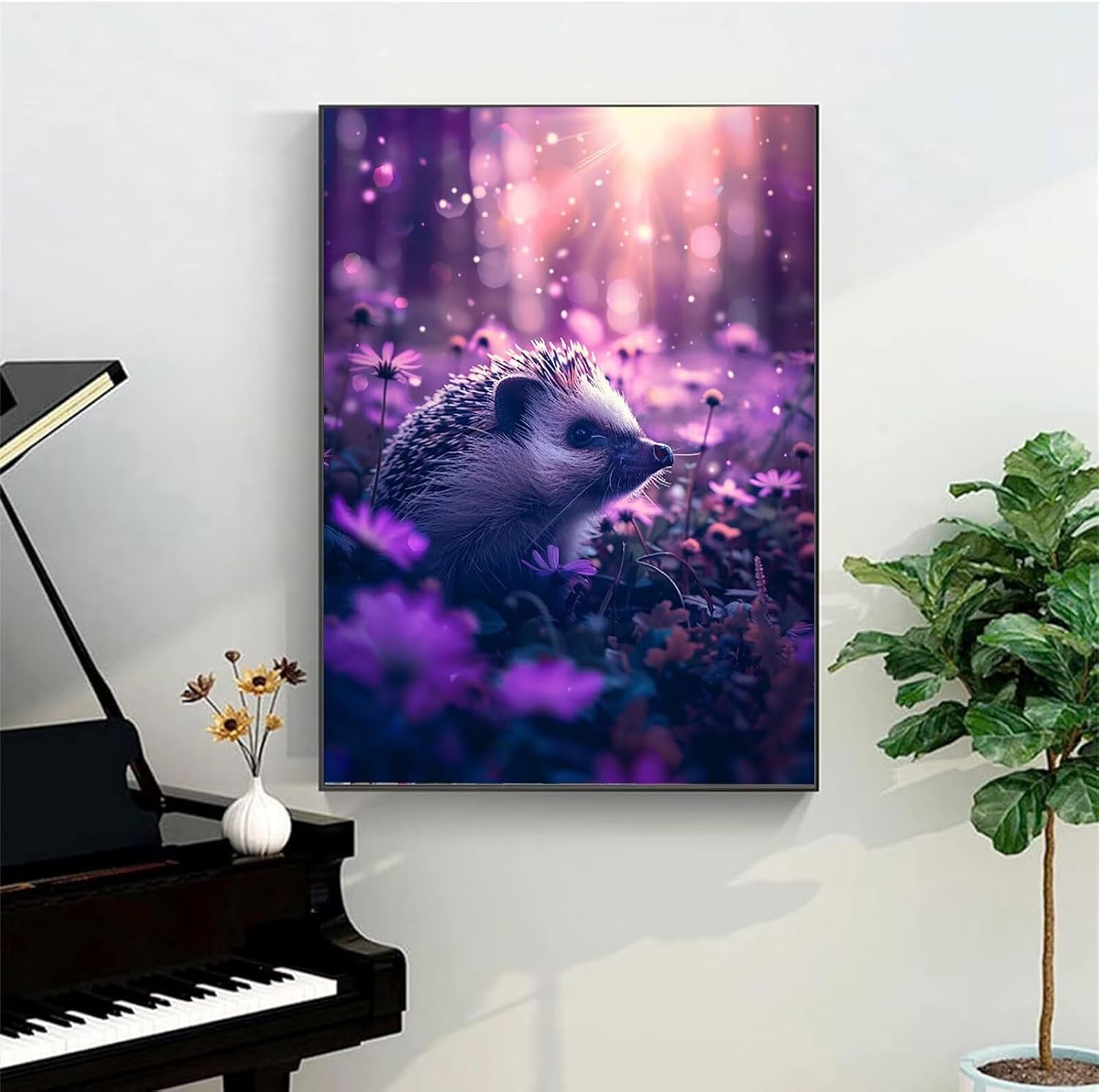 Easy Paint by Numbers Kit for Adults DIY Acrylic Painting Kit, Hedgehog Paint by Numbers on Canvas - Number Painting & Purple Ages 8-12 Hobbies for Women, Adults Beginner 24x32Inch (Include Framed)